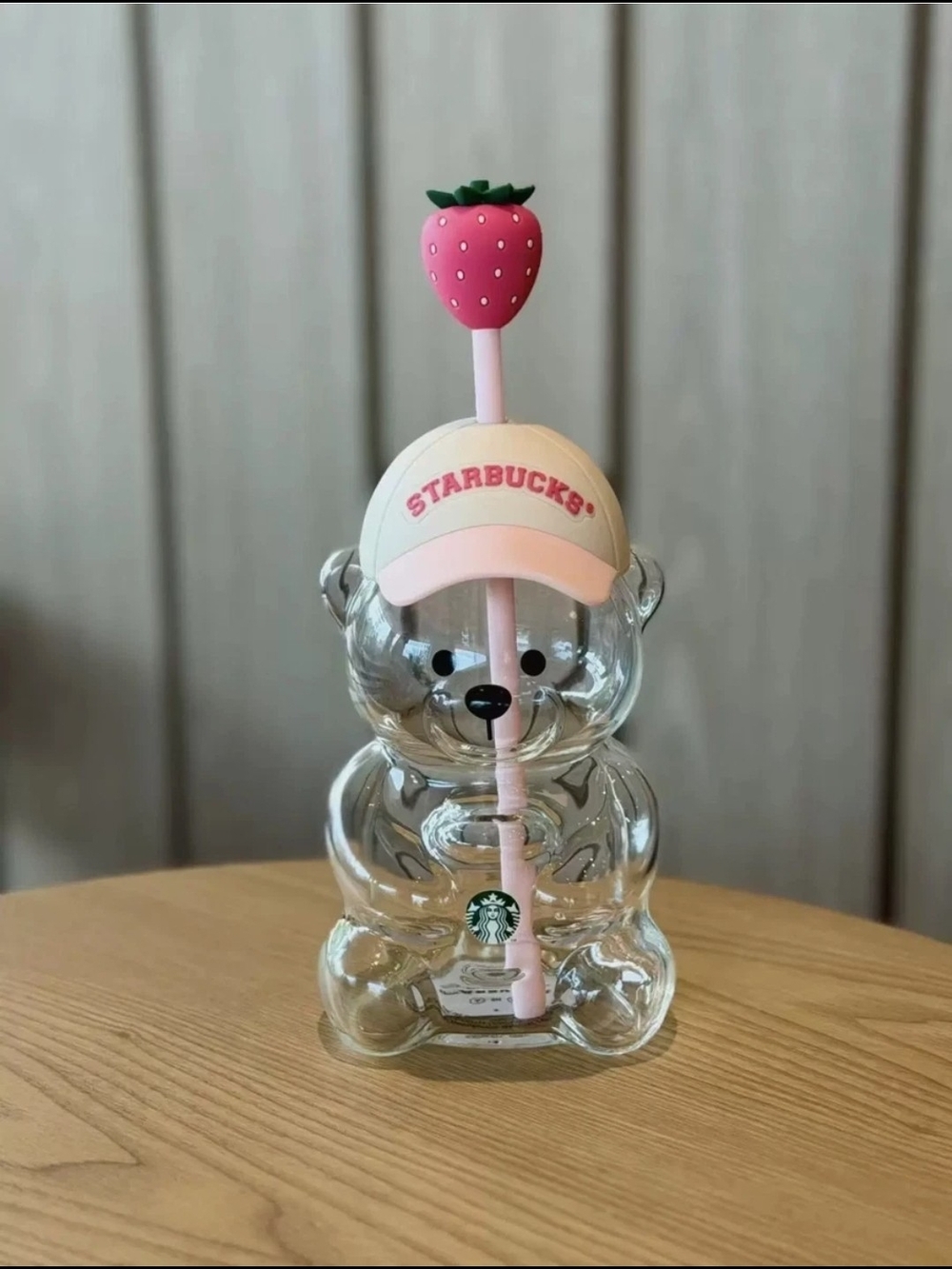 Starbucks 2026 PINK Strawberry Bearista Glass with Pink Strawberry Straw